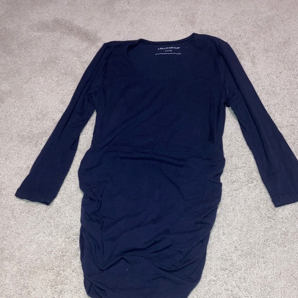 A Pea in the Pod Maternity  Long 3/4 Sleeve dark blue top size S - Picture 1 of 5